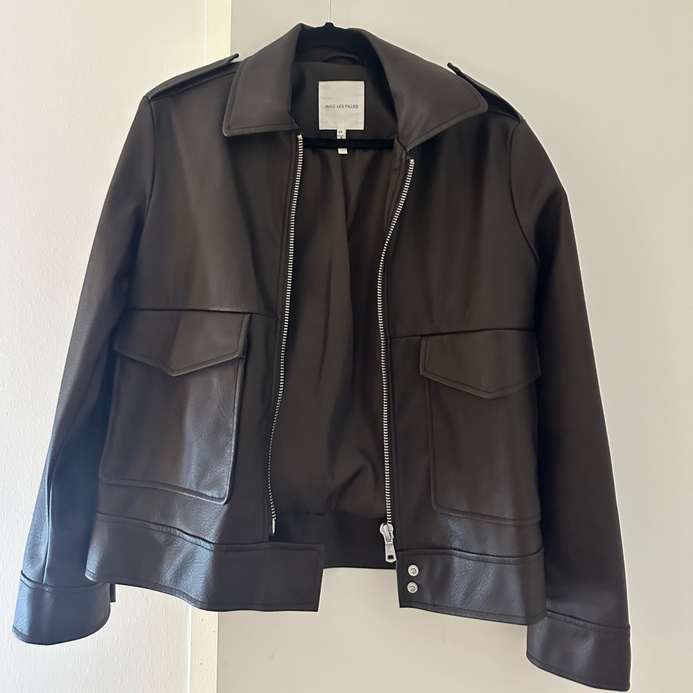 Leather Zip Jacket in Dark Brown